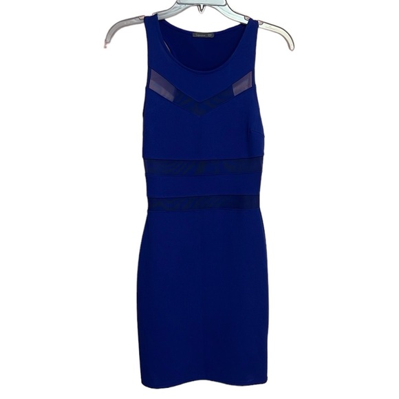 Soprano Blue Semi Sheer Bodycon Mini Dress. Size XS - Picture 1 of 8